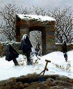 Caspar David Friedrich Graveyard under Snow